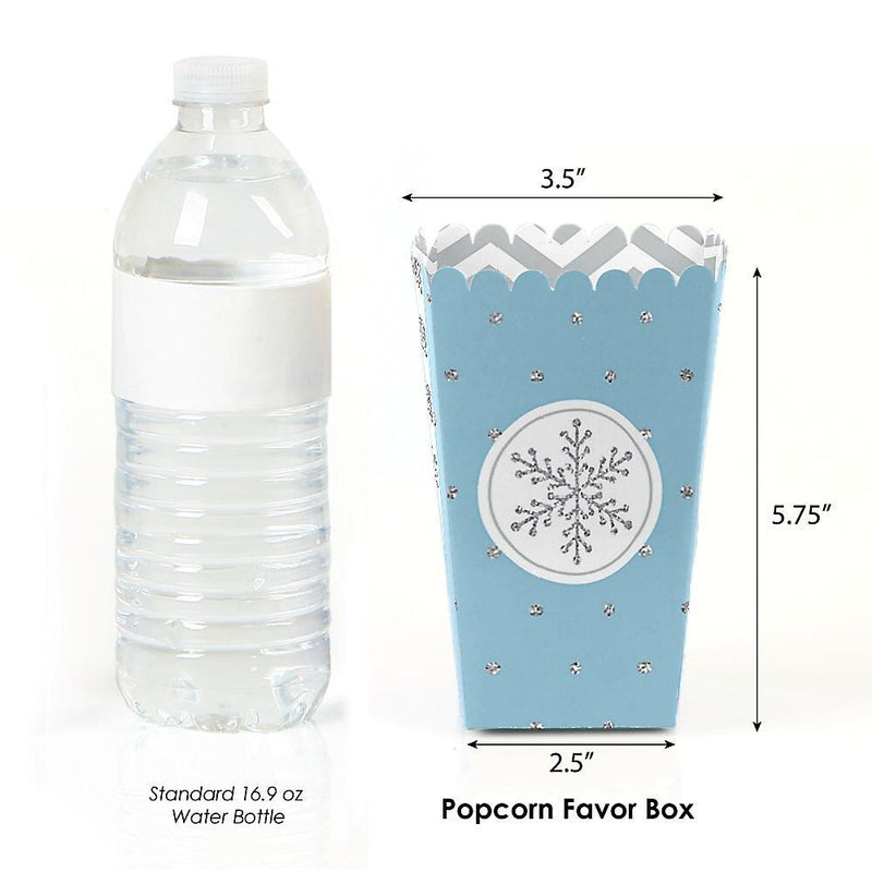 Winter Wonderland - Snowflake Holiday Party and Winter Wedding Popcorn Treat Boxes - Set of 12