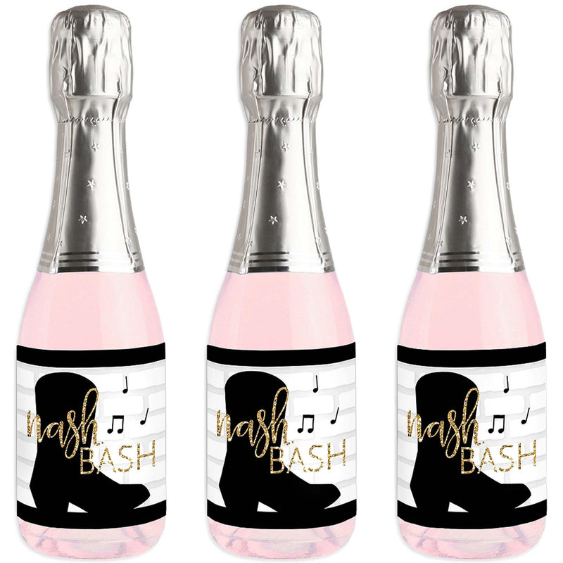 Nash Bash - Mini Wine and Champagne Bottle Label Stickers - Nashville Bachelorette Party Favor Gift - For Women and Men - Set of 16