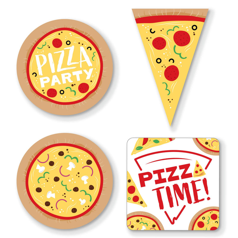 Pizza Party Time - DIY Shaped Baby Shower or Birthday Party Cut-Outs - 24 ct