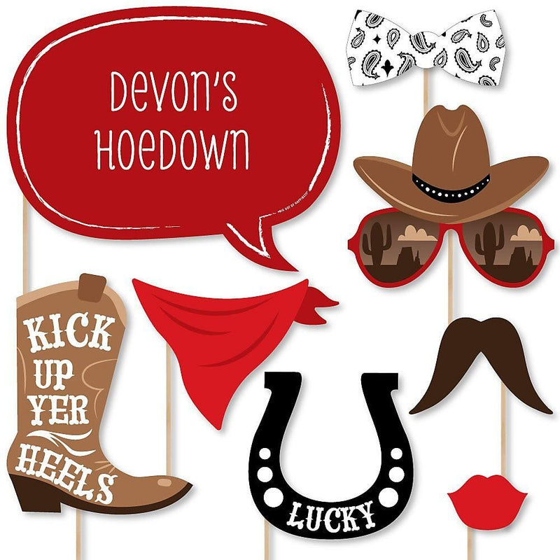 Western Hoedown - Wild West Cowboy Party Photo Booth Props Kit - 20 Count