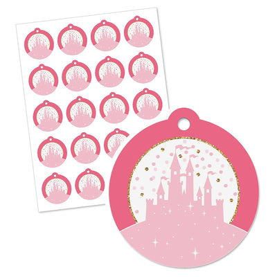 Little Princess Crown - Pink and Gold Princess Baby Shower or Birthday Party Favor Gift Tags (Set of 20)
