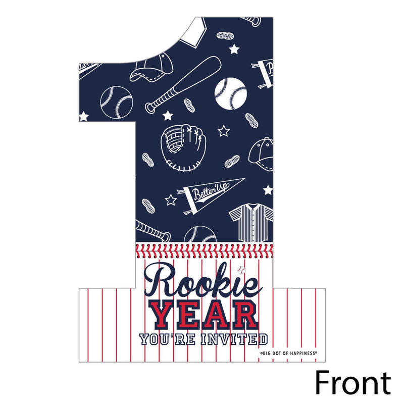 1st Birthday Batter Up - Baseball - Shaped Fill-In Invitations - First Birthday Party Invitation Cards with Envelopes - Set of 12