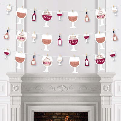 But First, Wine - Wine Tasting Party DIY Decorations - Clothespin Garland Banner - 44 Pieces