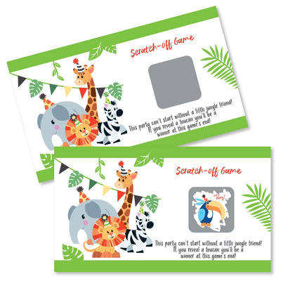 Jungle Party Animals - Safari Zoo Animal Birthday Party or Baby Shower Scratch Off Cards - 22 Cards