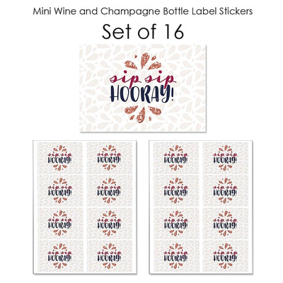 But First, Wine - Mini Wine and Champagne Bottle Label Stickers - Wine Tasting Party Favor Gift - For Women and Men - Set of 16