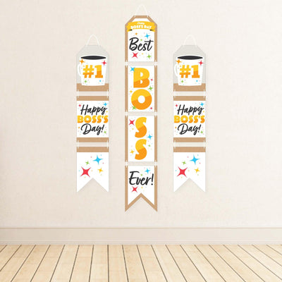 Happy Boss's Day - Hanging Vertical Paper Door Banners - Best Boss Ever Wall Decoration Kit - Indoor Door Decor
