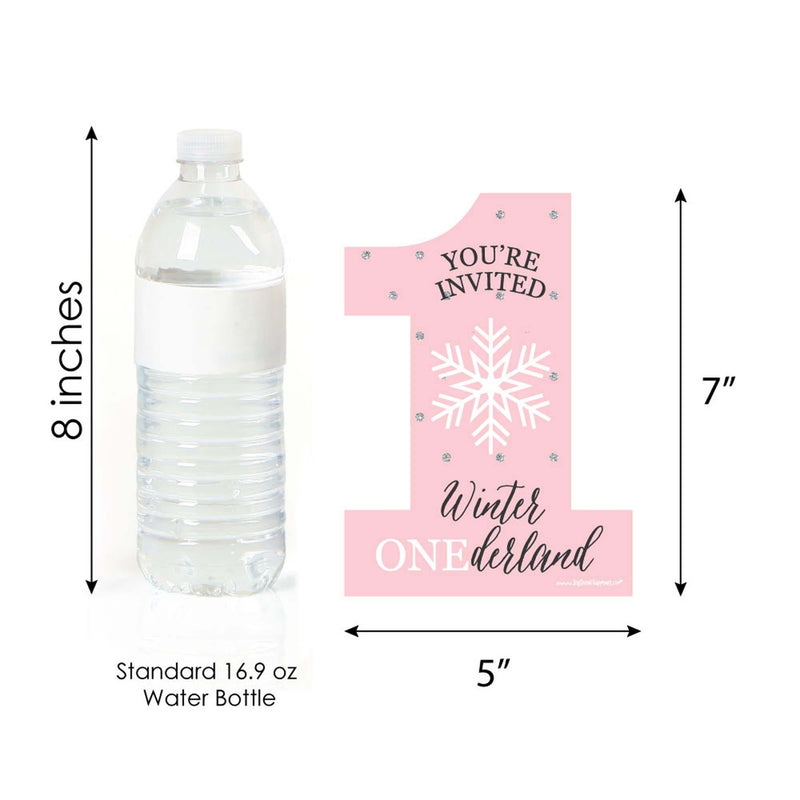Pink ONEderland - Shaped Fill-In Invitations - Holiday Snowflake Winter Wonderland Birthday Party Invitation Cards with Envelopes - Set of 12
