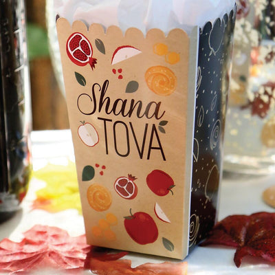 Rosh Hashanah - Jewish New Year Favor Popcorn Treat Boxes - Set of 12
