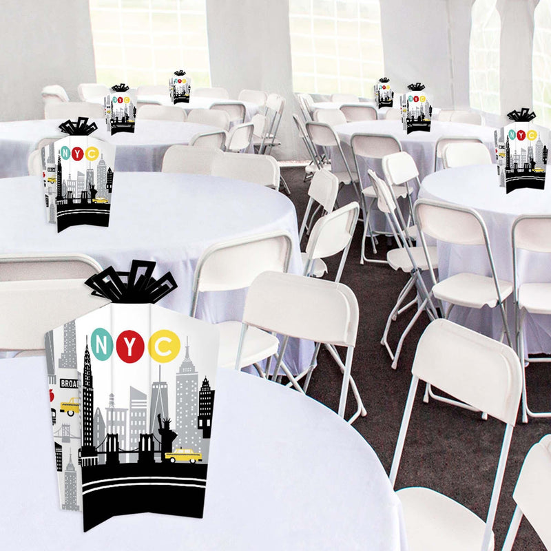 NYC Cityscape - Table Decorations - New York City Party Fold and Flare Centerpieces - 10 Count