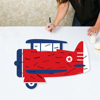 Taking Flight - Airplane - Airplane Guest Book Sign - Vintage Plane Baby Shower or Birthday Party Guestbook Alternative - Signature Mat