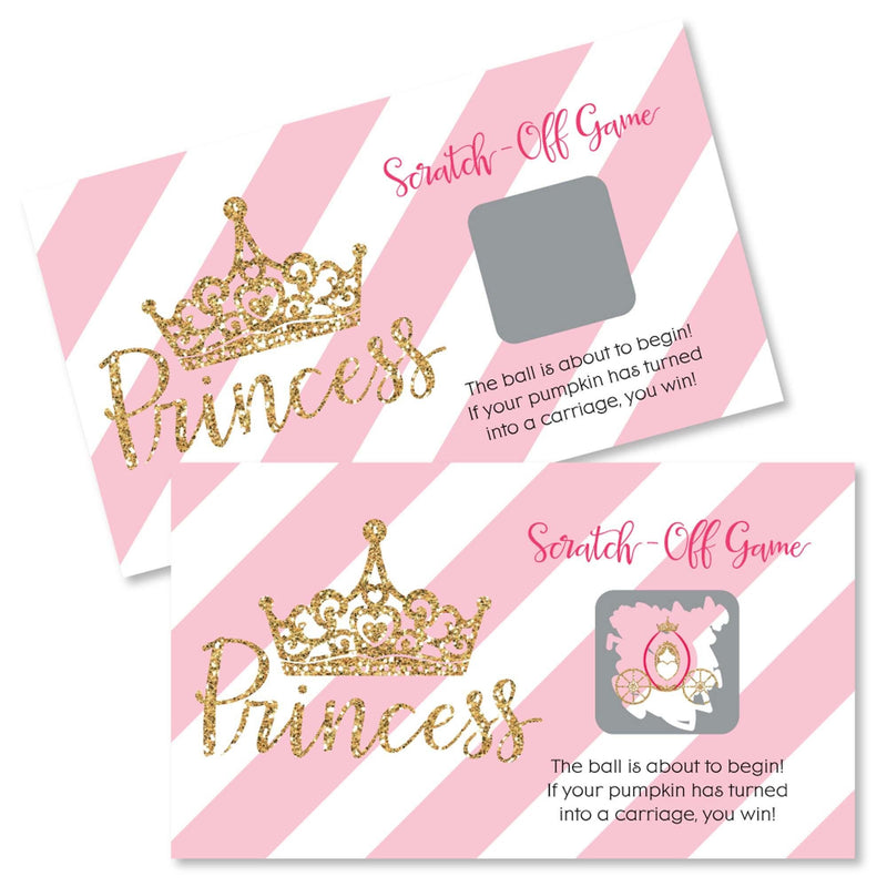 Little Princess Crown - Pink and Gold Princess Baby Shower or Birthday Party Scratch Off Cards - 22 Cards