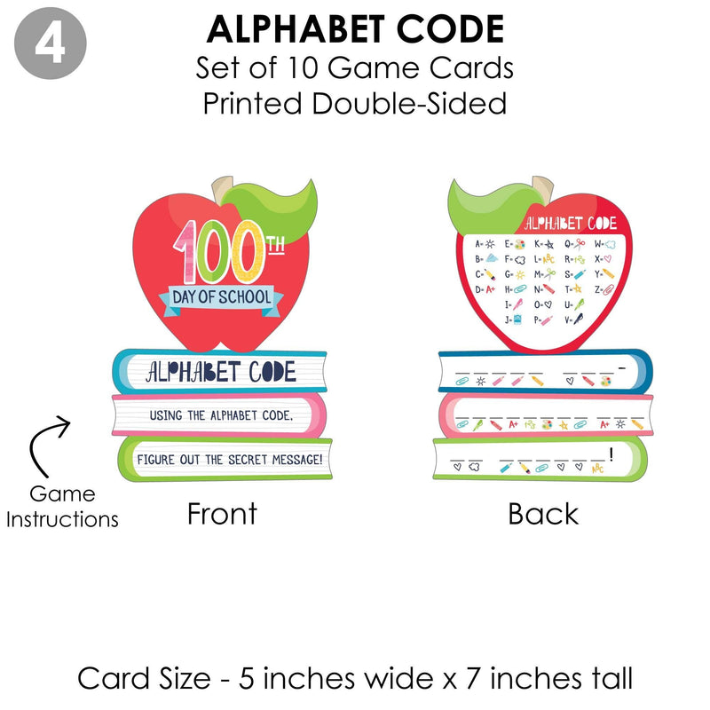 Happy 100th Day of School - 100 Days Party Games - 10 Cards Each - Fill in the Blanks, Alphabet Code, Color by Number and This or That - Gamerific Bundle