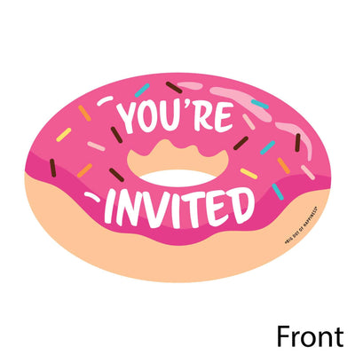 Donut Worry, Let's Party - Shaped Fill-In Invitations - Doughnut Party Invitation Cards with Envelopes - Set of 12