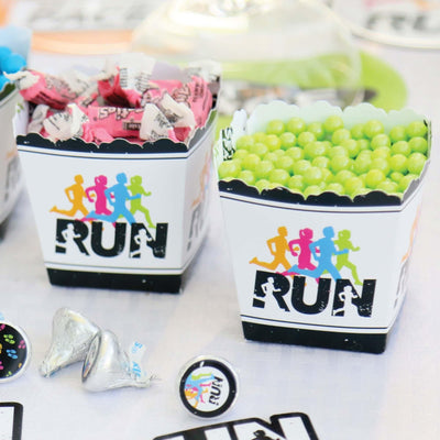 Set the Pace - Running - Party Mini Favor Boxes - Track, Cross Country or Marathon Party Treat Candy Boxes - Set of 12