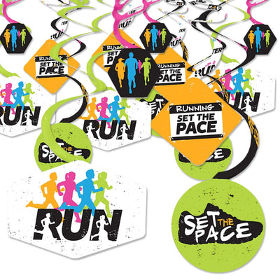 Set The Pace - Running - Track, Cross Country or Marathon Party Hanging Decor - Party Decoration Swirls - Set of 40