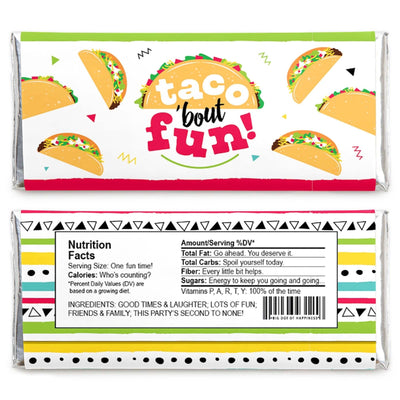 Taco 'Bout Fun - Candy Bar Wrapper Mexican Fiesta Favors - Set of 24