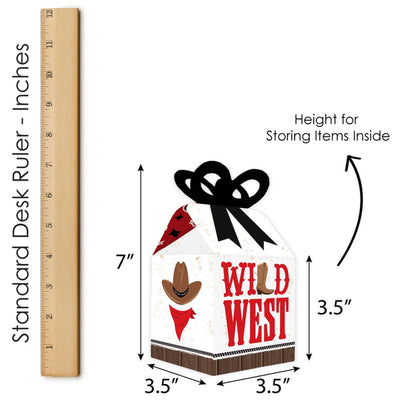 Western Hoedown - Square Favor Gift Boxes - Wild West Cowboy Party Bow Boxes - Set of 12