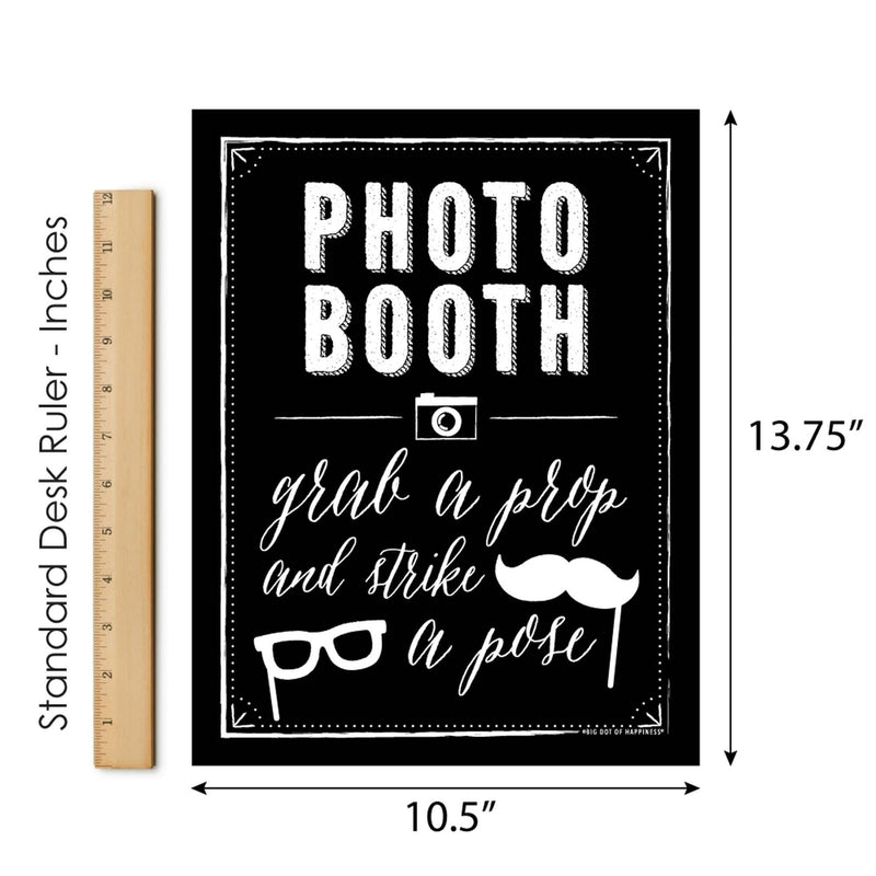 Photo Booth Sign - Printed on Sturdy Plastic Material - 10.5 x 13.75 inches - Sign with Stand - 1 Piece