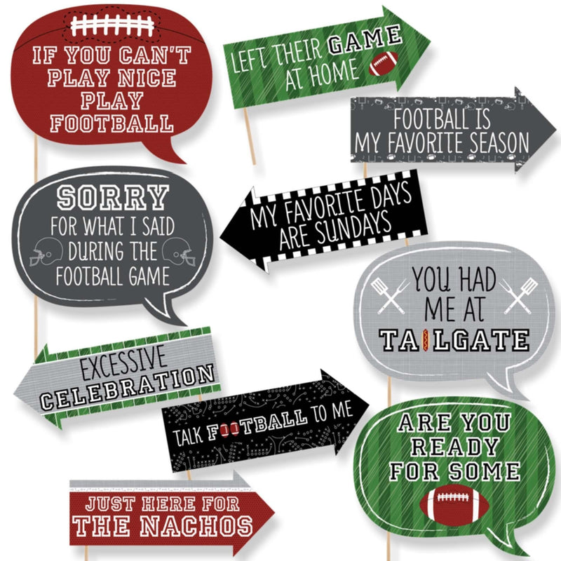 Funny End Zone - Football - 10 Piece Baby Shower or Birthday Party Photo Booth Props Kit