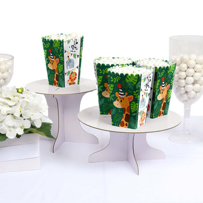 Jungle Party Animals - Safari Zoo Animal Birthday Party or Baby Shower Favor Popcorn Treat Boxes - Set of 12