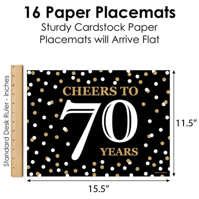 Adult 70th Birthday - Gold - Party Table Decorations - Birthday Party Placemats - Set of 16