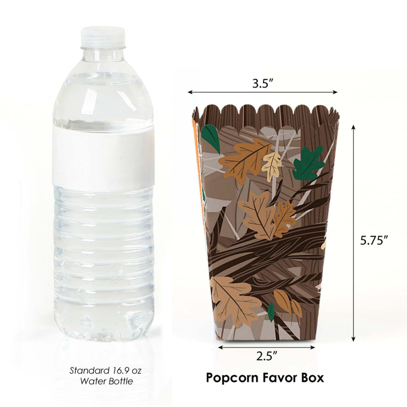 Gone Hunting - Deer Hunting Camo Baby Shower or Birthday Party Favor Popcorn Treat Boxes - Set of 12