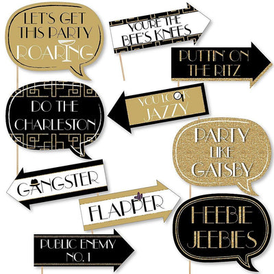 Funny Roaring 20's - 10 Piece Photo Booth Props Kit
