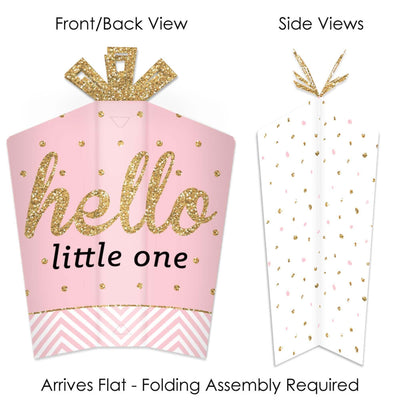 Hello Little One - Pink and Gold - Table Decorations - Girl Baby Shower Fold and Flare Centerpieces - 10 Count