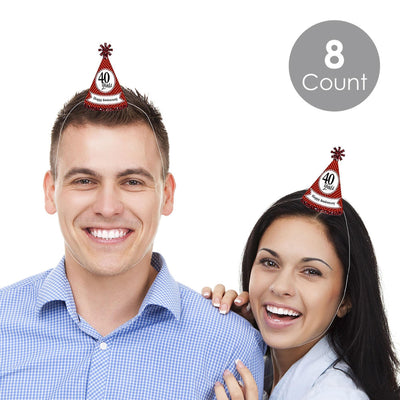 We Still Do - 40th Wedding Anniversary - Mini Cone Anniversary Party Hats - Small Little Party Hats - Set of 8