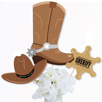 Western Hoedown - Wild West Cowboy Party Centerpiece Sticks - Table Toppers - Set of 15