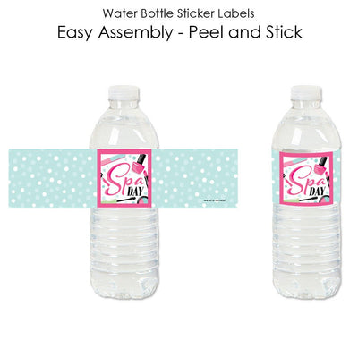 Spa Day - Girls Makeup Party Water Bottle Sticker Labels - Set of 20