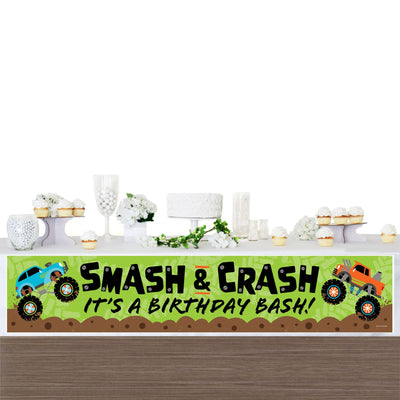 Smash and Crash - Monster Truck - Happy Birthday Boy Birthday Party Decorations Party Banner