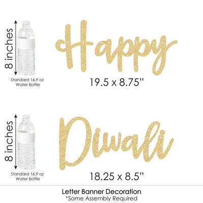 Happy Diwali - Festival of Lights Party Letter Banner Decoration - 36 Banner Cutouts and Happy Diwali Banner Letters