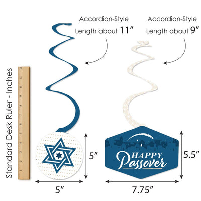 Happy Passover - Pesach Jewish Holiday Party Hanging Decor - Party Decoration Swirls - Set of 40