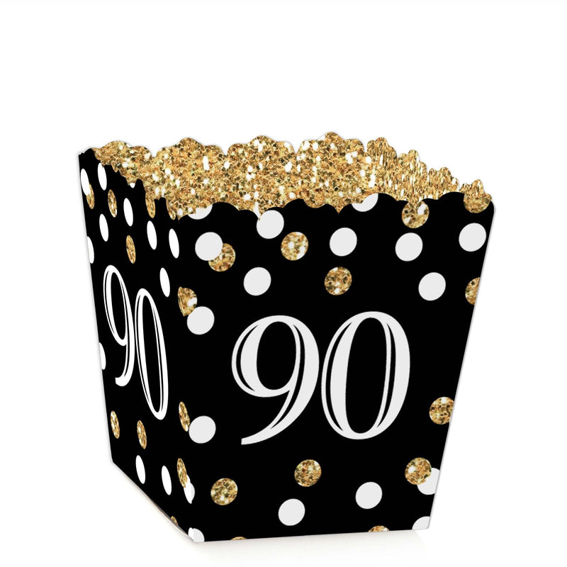 Adult 90th Birthday - Gold - Party Mini Favor Boxes - Birthday Party Treat Candy Boxes - Set of 12