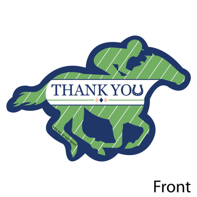 Kentucky Horse Derby - Shaped Thank You Cards - Horse Race Party Thank You Note Cards with Envelopes - Set of 12