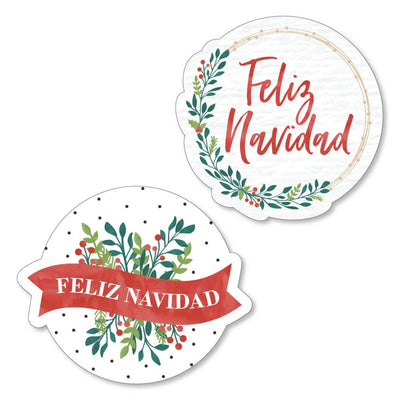 Feliz Navidad - DIY Shaped Holiday and Spanish Christmas Party Cut-Outs - 24 ct
