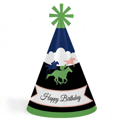 Kentucky Horse Derby - Cone Happy Birthday Party Hats for Kids and Adults - Set of 8 (Standard Size)