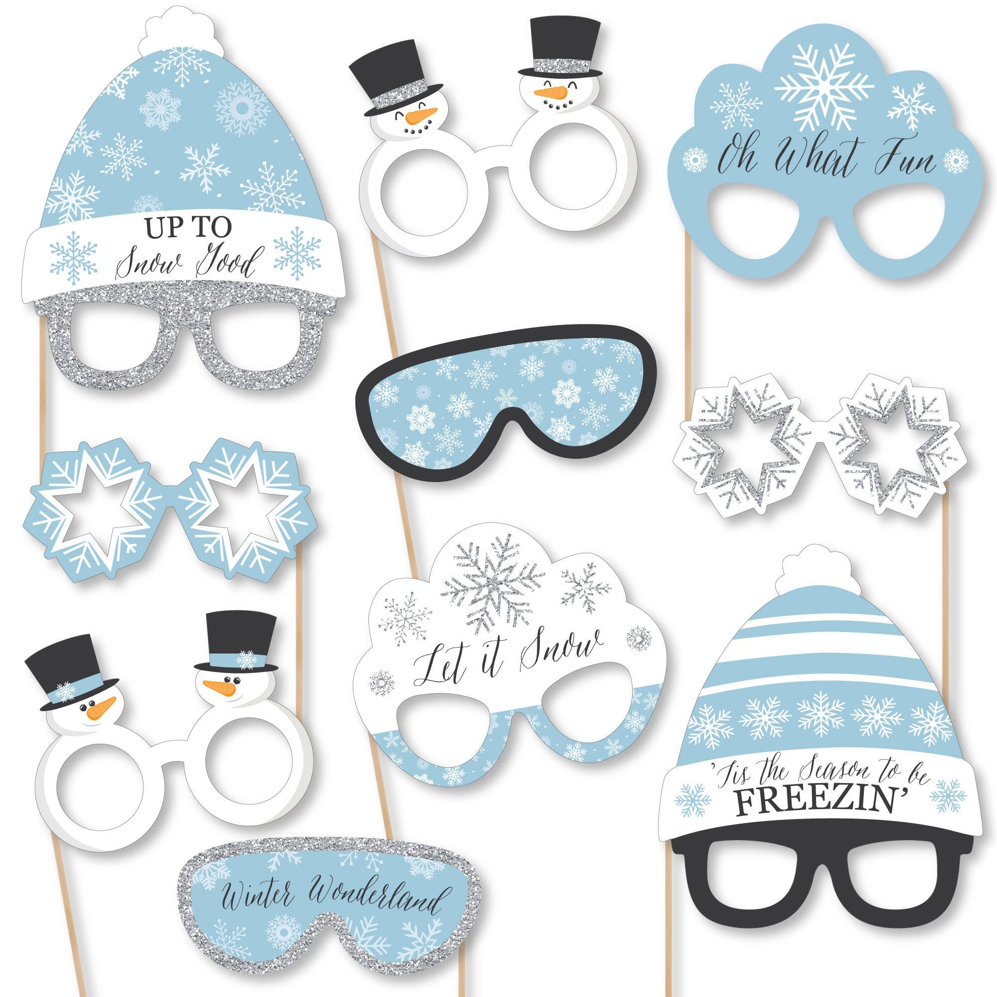 winter wonderland glasses and headpieces - paper card stock