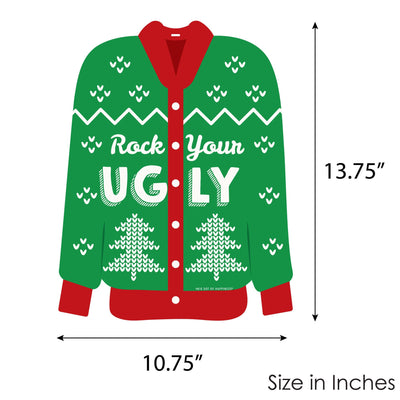 Ugly Sweater - Hanging Porch Holiday and Christmas Party Outdoor Decorations - Front Door Decor - 1 Piece Sign