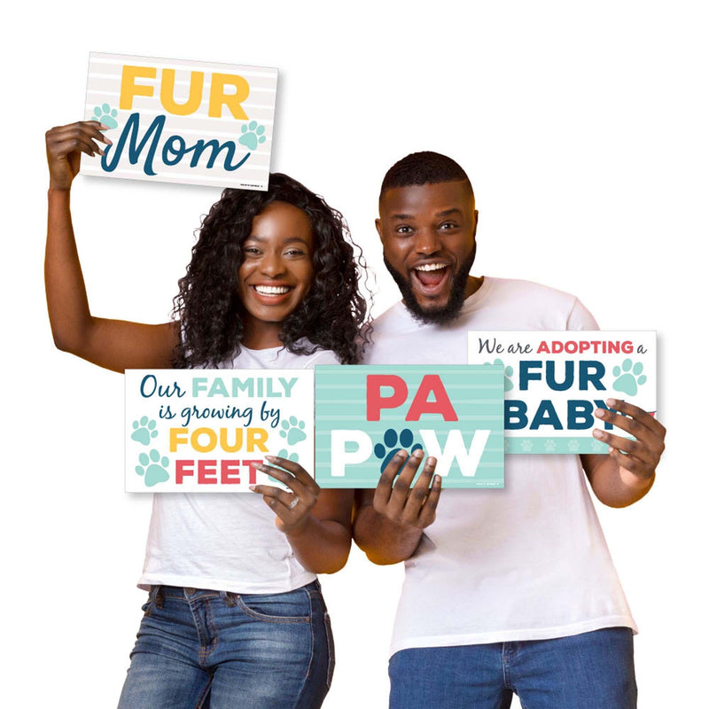 Furever Home - Photo Prop Signs - Dog and Cat Pet Adoption Announcements - 10 Pieces
