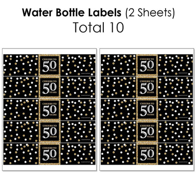 Adult 50th Birthday - Gold - Mini Wine Bottle Labels, Wine Bottle Labels and Water Bottle Labels - Birthday Party Decorations - Beverage Bar Kit - 34 Pieces
