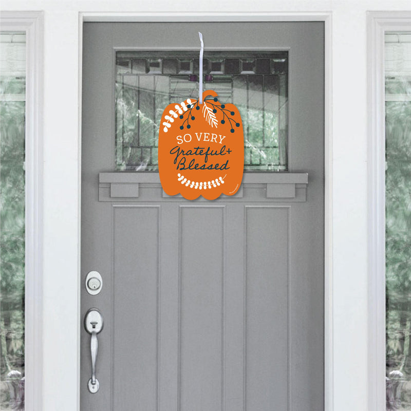 Happy Thanksgiving - Hanging Porch Fall Harvest Party Outdoor Decorations - Front Door Decor - 1 Piece Sign