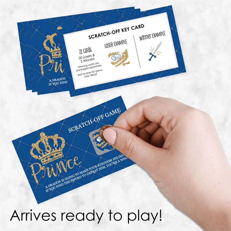 Royal Prince Charming - Baby Shower or Birthday Party Scratch Off Cards - 22 Count