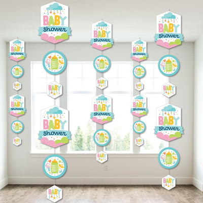 Colorful Baby Shower - Gender Neutral Party DIY Dangler Backdrop - Hanging Vertical Decorations - 30 Pieces