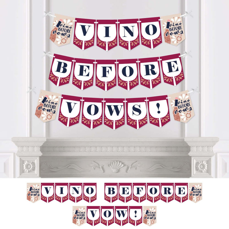 Vino Before Vows - Winery Bridal Shower or Bachelorette Party Bunting Banner and Decorations