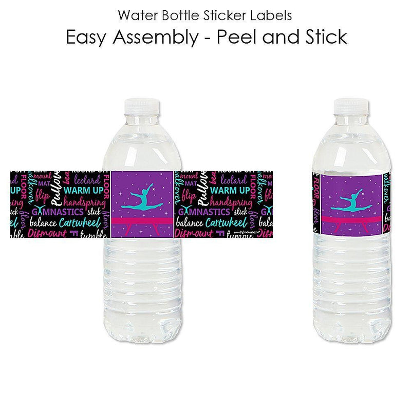 Tumble, Flip & Twirl - Gymnastics - Birthday Party or Gymnast Party Water Bottle Sticker Labels - Set of 20