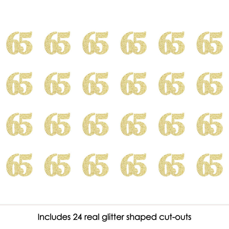 Gold Glitter 65 - No-Mess Real Gold Glitter Cut-Out Numbers - 65th Birthday Party Confetti - Set of 24