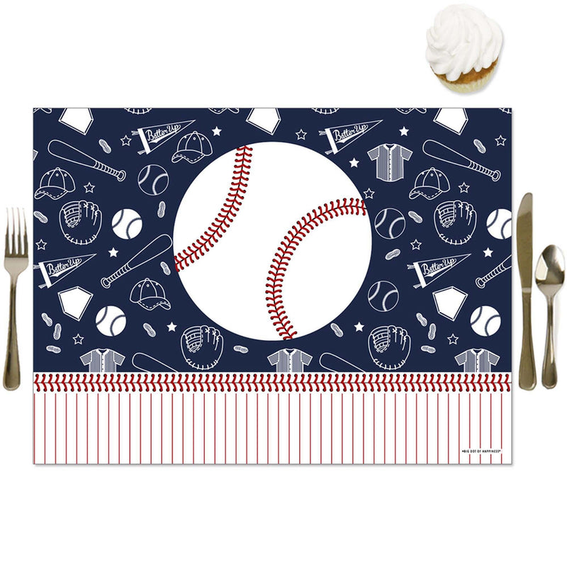 Batter Up - Baseball - Party Table Decorations - Baby Shower or Birthday Party Placemats - Set of 16
