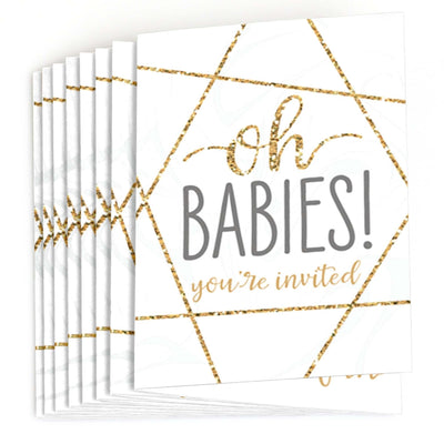 It's Twins - Fill In Gold Twins Baby Shower Invitations - 8 ct